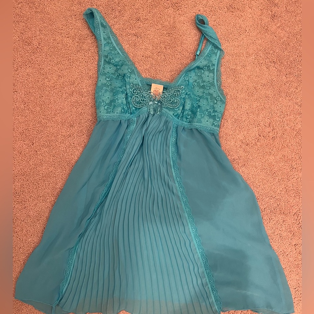 Elegant Blue Lace Nightgowny Slip Top